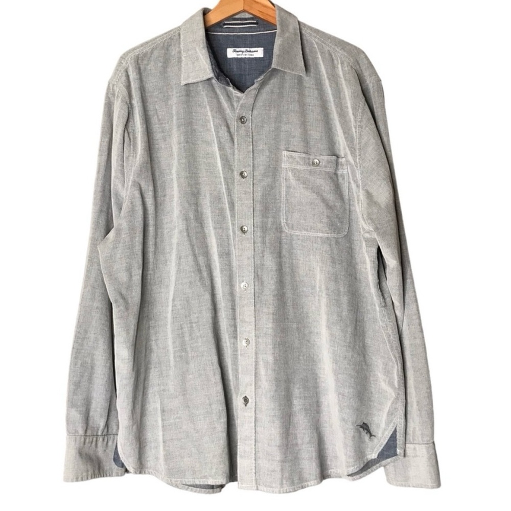 Tommy Bahama Coastline Cord Long Sleeve Button Up Shirt Gray Corduroy Cotton XL
